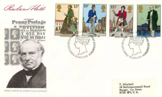 GB Sir Rowland Hill Official First Day Cover FDC Edinburgh Bureau Handstamp