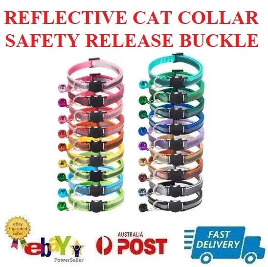 CAT Collar Reflective with Safety Release Breakaway Buckle Kitten Puppy Pet Bell