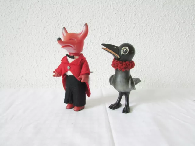 2 DDR Puppen alte Puppe Werbefigur Kinderfernsehen Fuchs +Elster Spielzeug (1)
