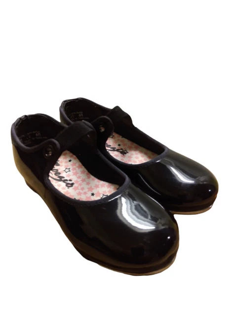 Capezio Tele Tone Tap Shoes Black Patton N625C Children Girls Size 9 1/2 M