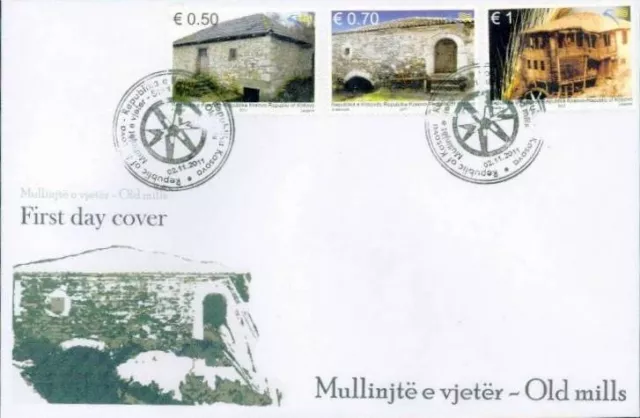 Kosovo Stamps 2011. Old Mills. FDC Set MNH