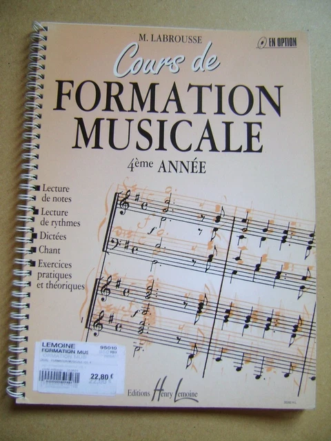 Cours de formation musicale 4ème année exercices pratiques et théoriques /M19