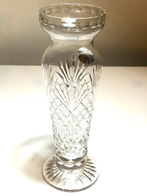 Royal Welsh Crystal Cut Glass Flower Vase. Height 17 Cm 6.75” Original Label