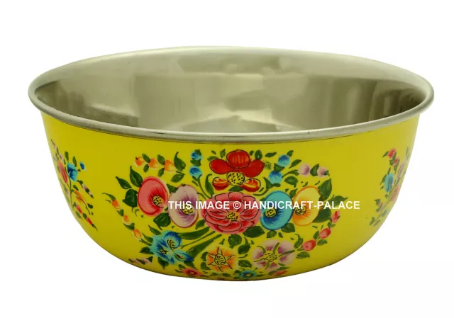 5 PC Wholesale Lot Stainless Steel Bowl Hand Painted Flower Serving Bowls Bowl 3