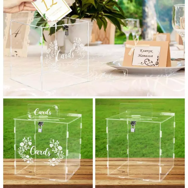 Acrylic Wedding Card Box with Lock Clear Money Box For Party Graduation N1N4