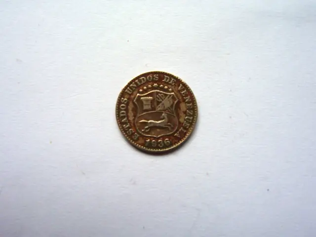 Early Hard To Find 5 Centavos Coin From Venezuela-Dated 1936 Nice