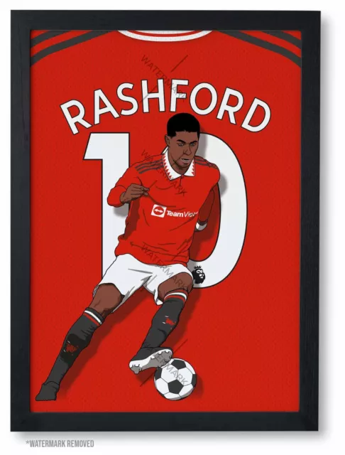 Marcus Rashford Poster | Manchester United Print, Man United Football Wall Art