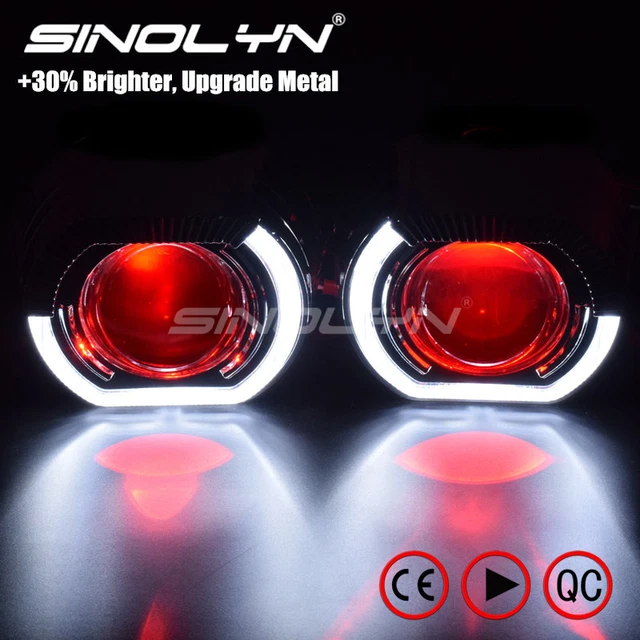 LED RUNNING LIGHTS Angel Devil Eyes HID Bi xenon Lens Headlights H4 H7