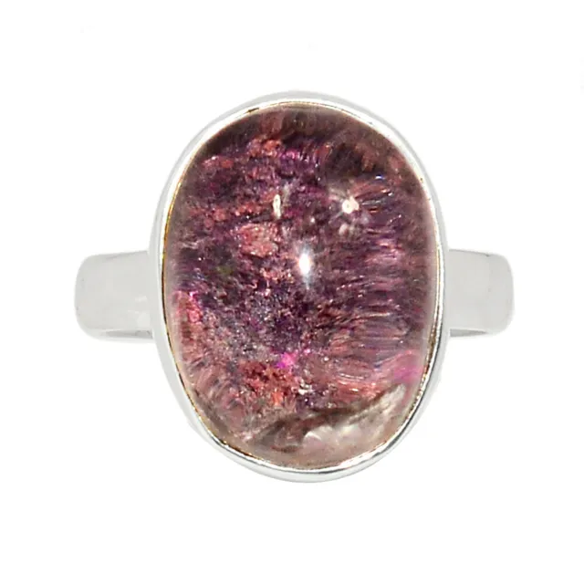 Treated Red Ghost Phantom Lodolite 925 Sterling Silver Ring Jewelry s.8 CR28075