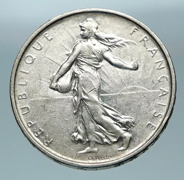 1963 FRANCE La Semeuse French SOWER WOMAN Old LARGE Silver 5 Francs Coin i84348