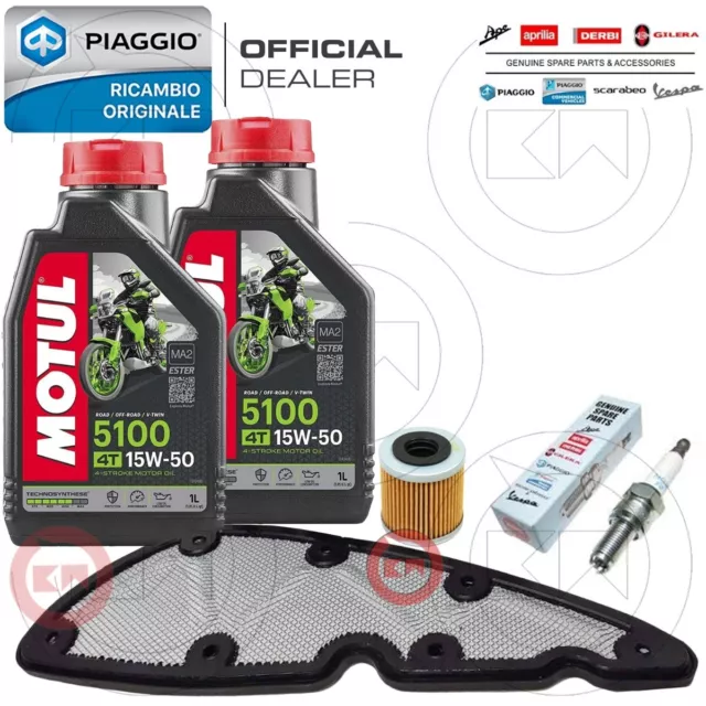 Kit Tagliando Beverly 350 Originale Piaggio Olio Eni 15W50 Filtro Aria Candela