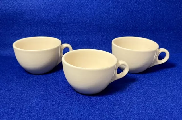 Vintage Sterling Vitrified Ohio USA  Desert Tan Restaurant Ware Cups Set x3 Used