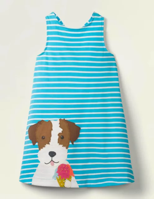 Mini Boden Girl's Dog Applique Jersey Dress In Blue -Slightly Imperfect