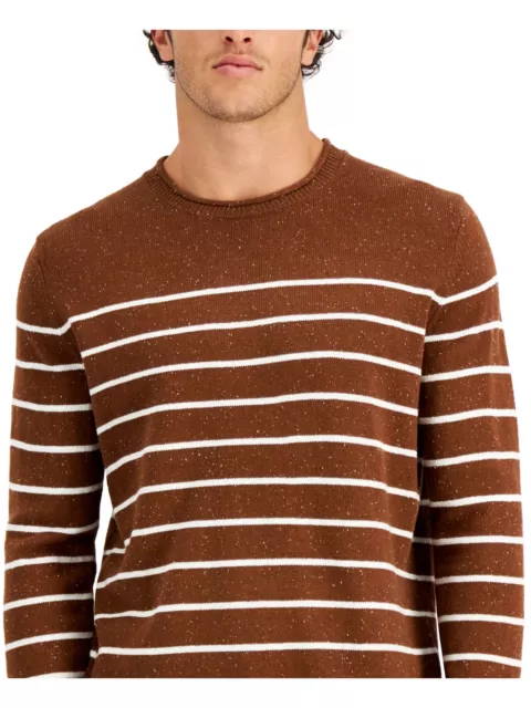 CLUBROOM MENS GREGOR Brown Striped Crew Neck Classic Fit Pullover ...