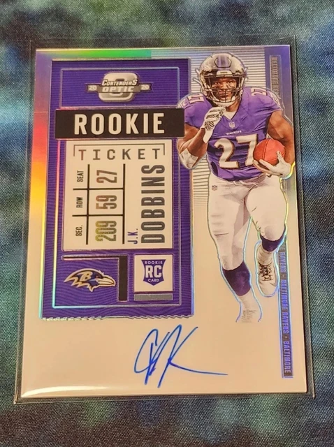 J.K. Dobbins 2020 Optic Contenders Silver Rookie Ticket Auto No. 123