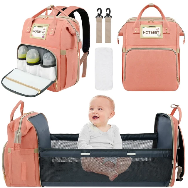 Baby Diaper Backpack Foldable Bassinet Travel  Mummy Bag Large & Stroller Strap※