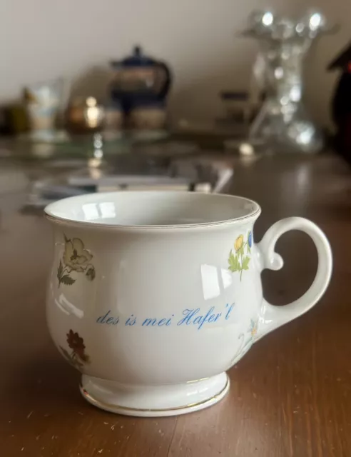 Sammeltasse Haferltasse Johann Weig Bavaria Design Blumen Goldrand Kugeltasse