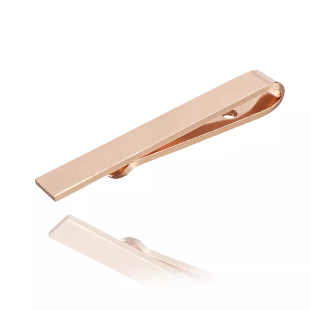 Mens 4 CM Rose Gold Tie Slide Clasp Stainless Steel Bars Weding Suit Shirt Tie