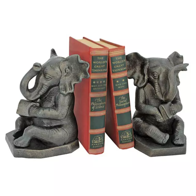 Design Toscano Educated Elephant Cast Iron Bookend: Pair