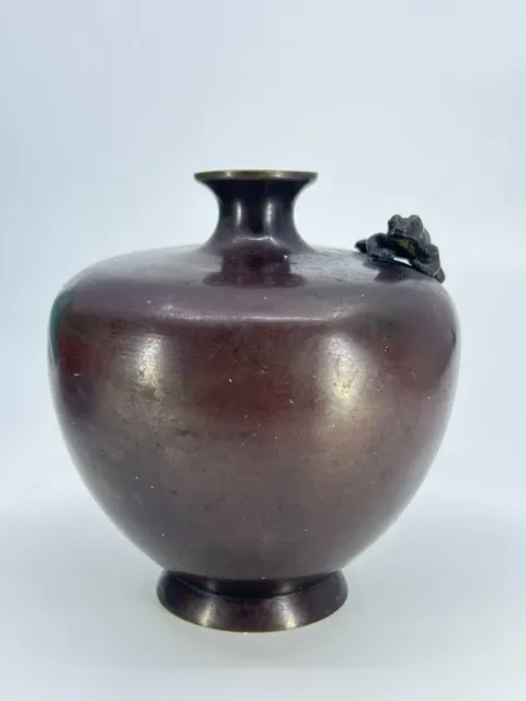 Vintage Antique Japanese Bronze bud vase with frog Japan 19 century? Bronze Vase