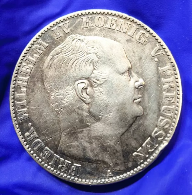 1860-A German State PRUSSIA 1 Vereinsthaler Thaler Silver KM-471