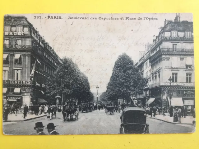 cpa Ecrite en 1904 PARIS Transport Circulation ATTELAGE VOITURE CALÈCHE VÉLO