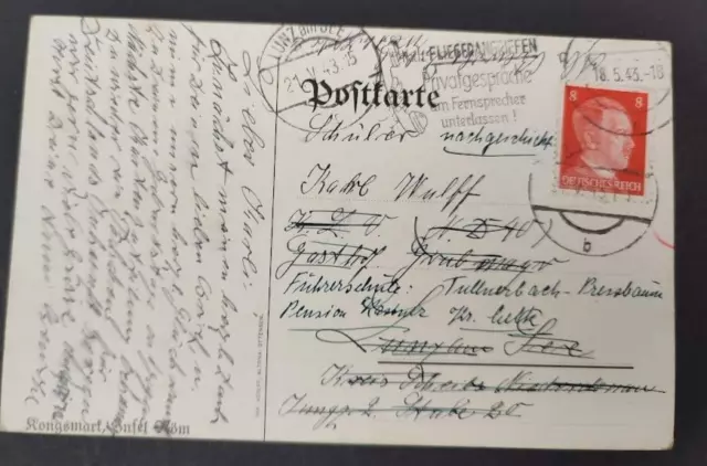 Insel römö kongsmark röm Dänemark alte postkarte 1943  Stempel: Fliegerangriffen