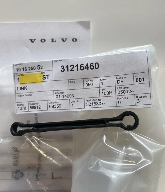 Genuine Volvo Swirl Flap Throttle Link Arm Rod: 2.4 D5 V70 XC60 XC90 S80 V50 S60