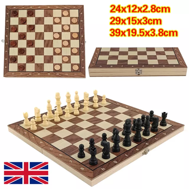 Large Chess Wooden Set Folding 39*39cm Wood Board Game Pieces Sets Chessboard~