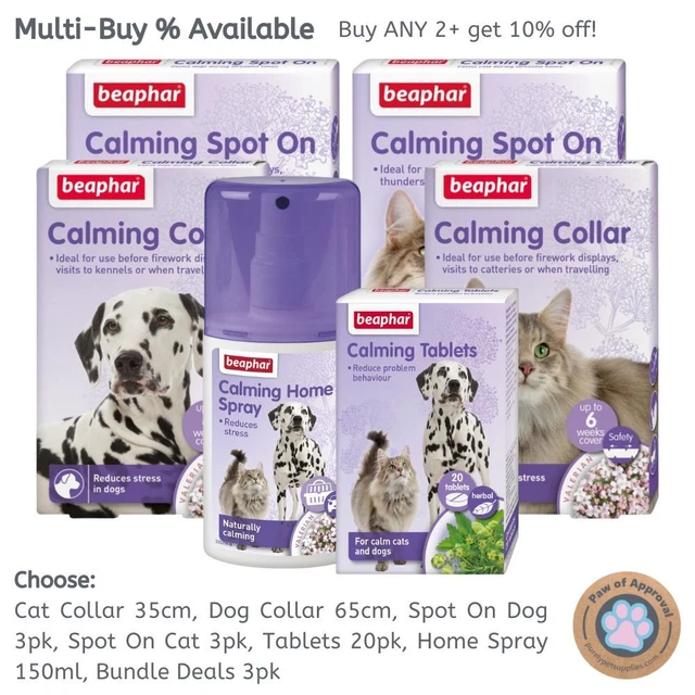 Beaphar Dog Cat Calming Anxiety Treatment Remedy Spray Spot On Collar Tablets