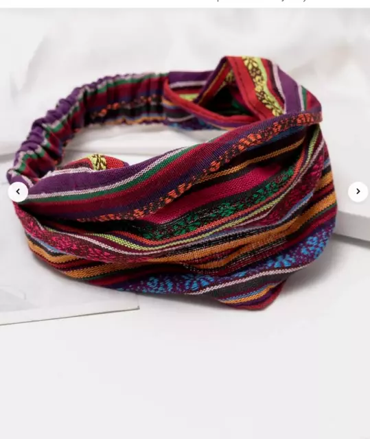 Boho Bohemian Bandana Wide Knotted Aztec Multicoloured Headband Hair Tie   1016