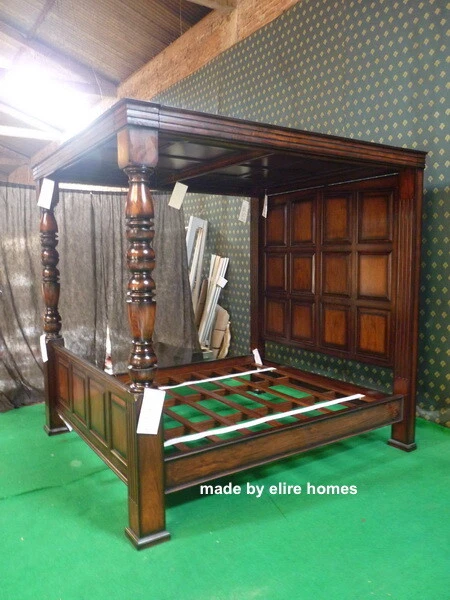 USA King 76"x80" Dark Mahogany Georgian Tudor sty Four Poster wooden canopy bed USA King 76"x80" Dark Mahogany Georgian Tudor sty Four Poster wooden canopy bed