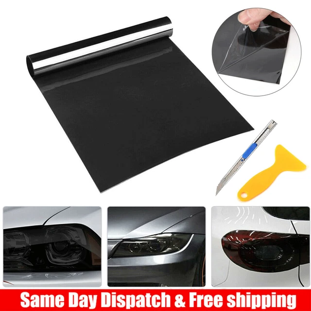 Dark Black 12"x72" Smoke Headlight Taillight Fog Light Tint Film Vinyl Wrap USA