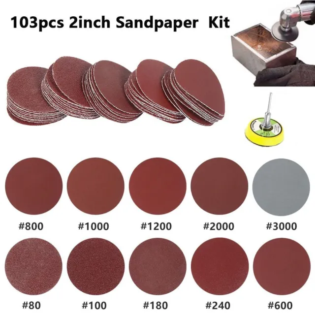 103pcs/set 2 Inch Sanding Discs Pad Kit For Drill Grinder With Backer Plate UK