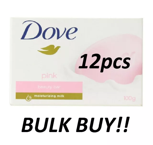 12 X Dove Pink Soap Beauty Cream Bar 100G Moisturising Hand Face Wash Scrub New