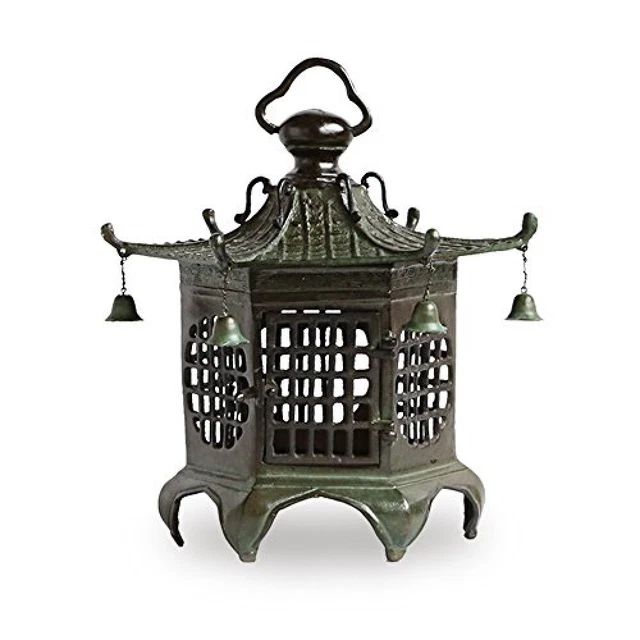 Toro Japanese Bronze Hanging Lantern Takaoka Craft Hexagon Check pattern F/S