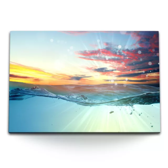 120x80cm Wandbild auf Leinwand Wasser Meer Sonnenuntergang Kunstvoll Abendröte