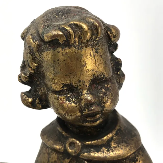 Vtg Alter Boy Cherub Figurine Candleholder Gold Painted Ceramic Chalkware 9"