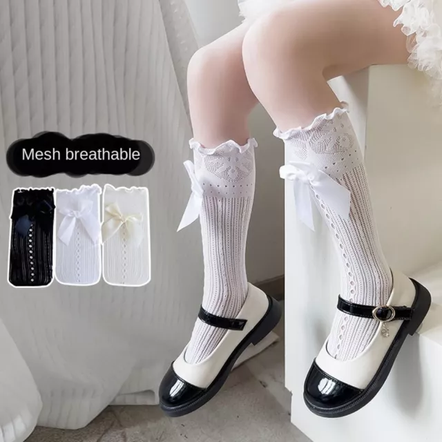 Top Knee Mesh Stockings Soft Hosiery Dance Socks New Bow Socks  Girl
