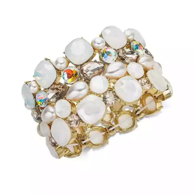 INC International Concepts Gold-Tone Crystal Cluster Stretch Bracelet