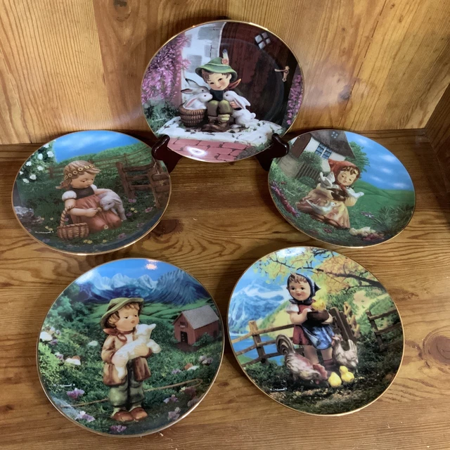 5 MJ Hummel Plate Collection Gentle Friends Danbury Mint Lost Sheep Feeding Time