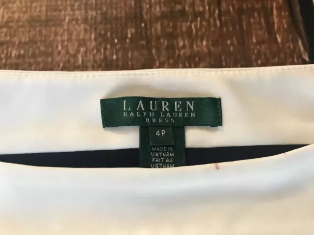 Lauren Ralph Lauren Petite Cap-Sleeve Colorblocked Dress Navy Womens 4P NWD $134 3