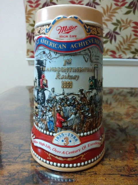 Miller High Life Beer Mug Great American Achievements Transcontinental Railway