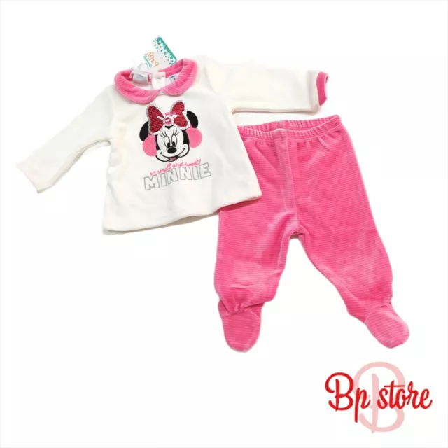 DISNEY Minnie Topolina Tutina spezzata due pezzi Rosa Paillettes Neonata MELBY