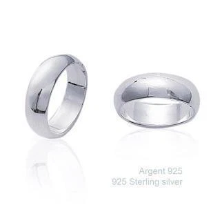 Alliance En Argent Massif 925 Rhodié - Jonc Lisse Bombé 6 Mm, Taille 62, Dolly-Bijoux