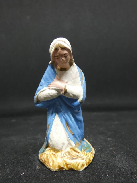 Ancien Santon Creche Noel Devineau marie 6 cm hauteur A taille 2 7,5 cm vert