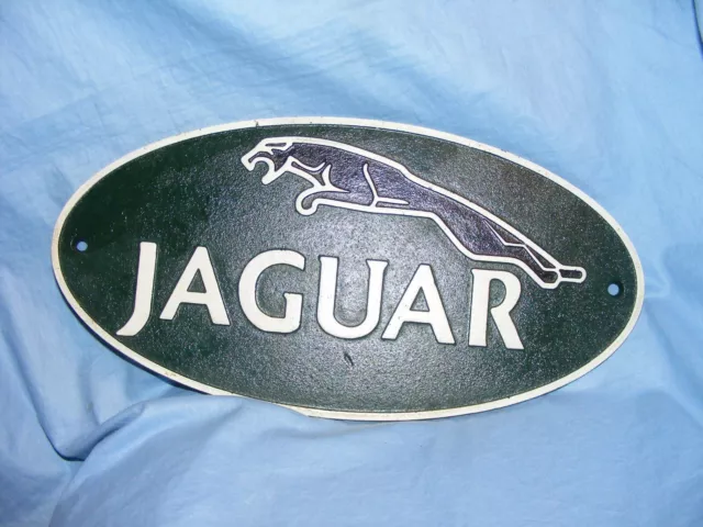 Jaguar Cast Iron Advertising Sign Garage Man Cave Wall Large Logo Sign