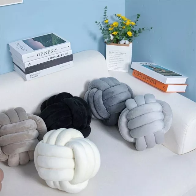 20cm white Knotted Ball Pillow Soft Knot Cushion Style Home Sofa Décor