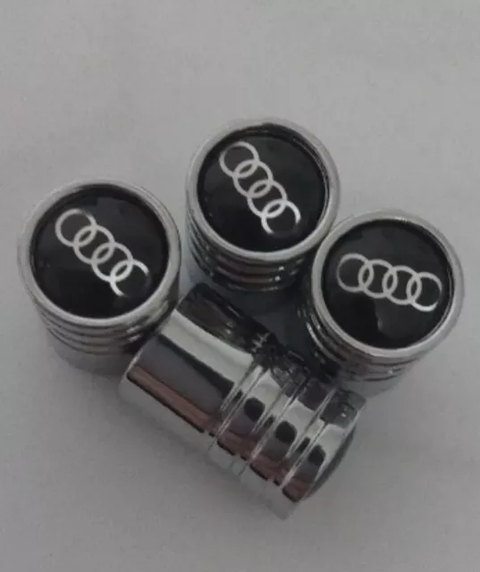 4x AUDI Ventilkappen Edelstahl Audi Logo Emblem Auto Motorrad Valve * NEU