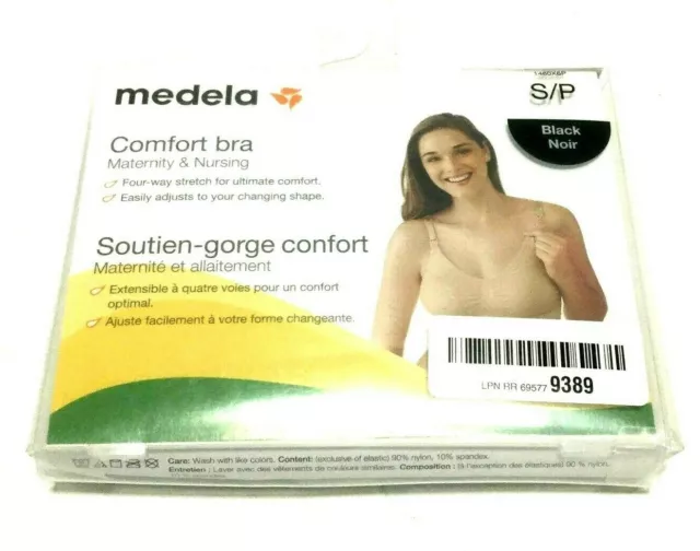 Medela Nursing Maternity Bra Comfort Non-Wire, Seamless Adjustable Black, S